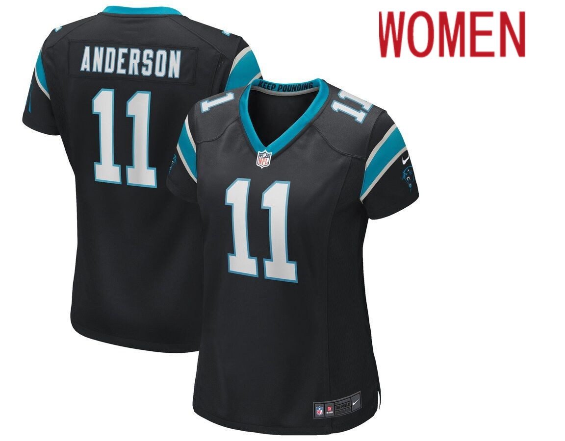 Women Carolina Panthers #11 Robby Anderson Nike Black Game Player NFL Jersey->women nfl jersey->Women Jersey